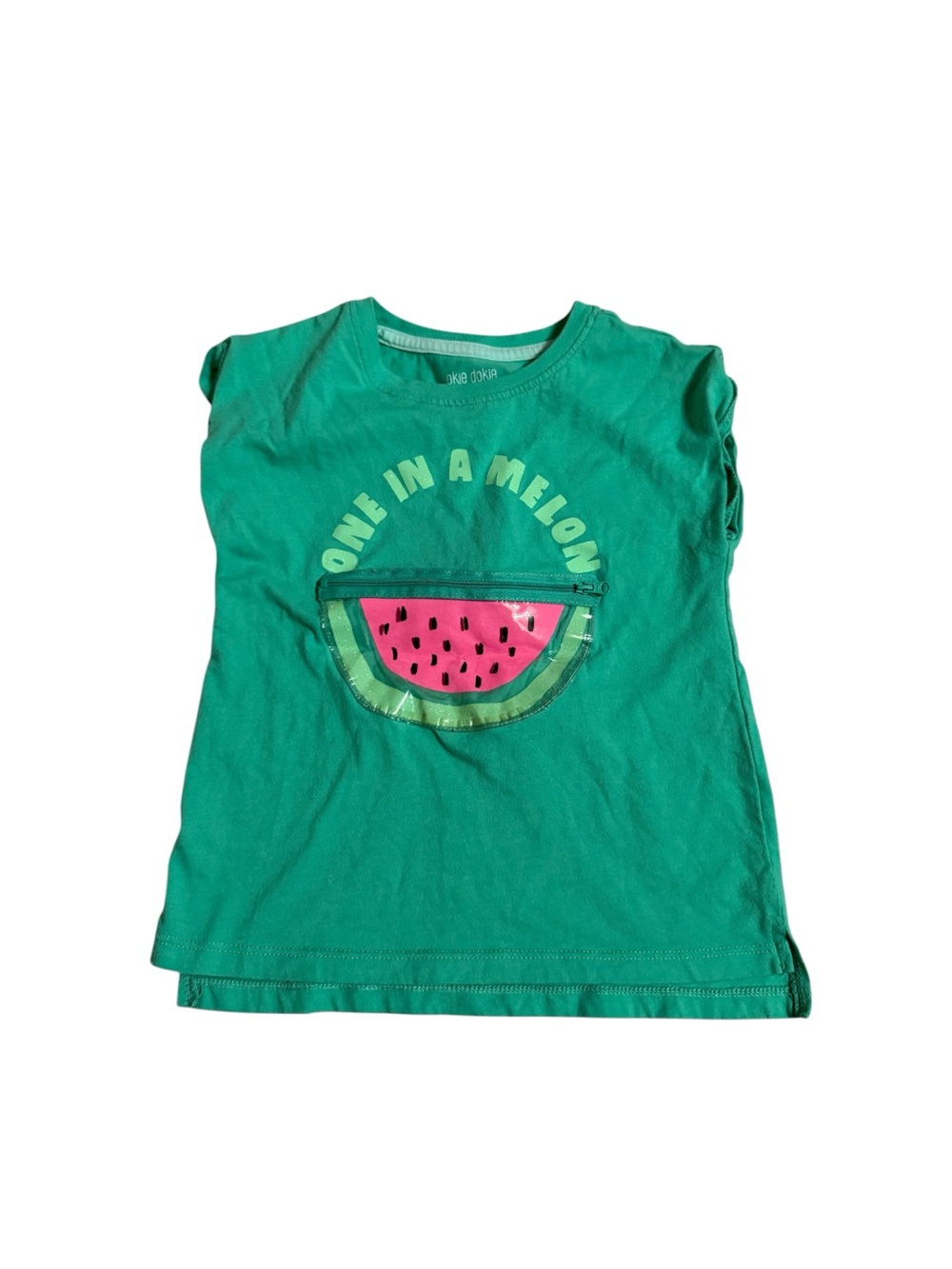 Okie Dokie One In A Melon Pocket Green Shirt Girls Size 5T